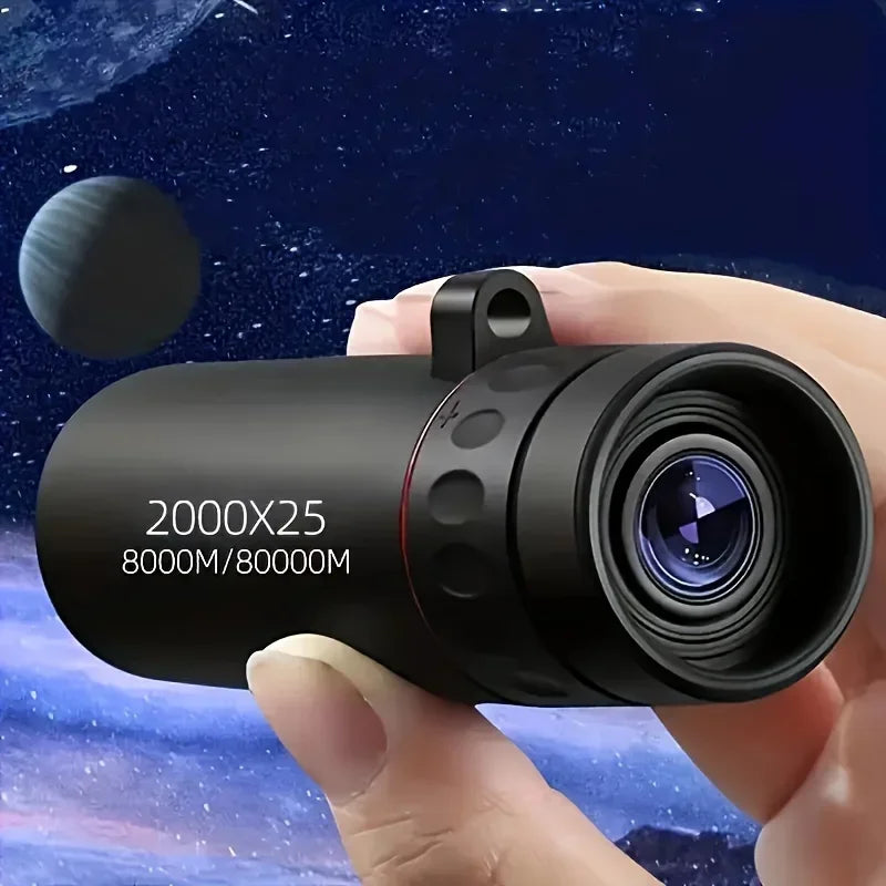 Nuevo Telescopio Monocular HD 2000x25, Mini Telescopio Portátil para Teléfono Móvil con Soporte para Camping.
